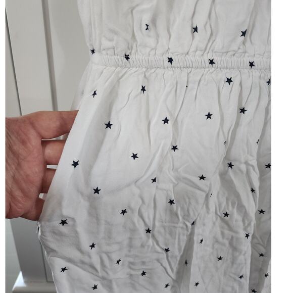 Japna White Blue Stars lined Sleeveless Button Down Shirt Dress Size Medium - Picture 4 of 7